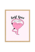 Doğal Ahşap Çerçeveli Self Love Kalp Tablo - Retro Pop Art Tasarım | huhu2748