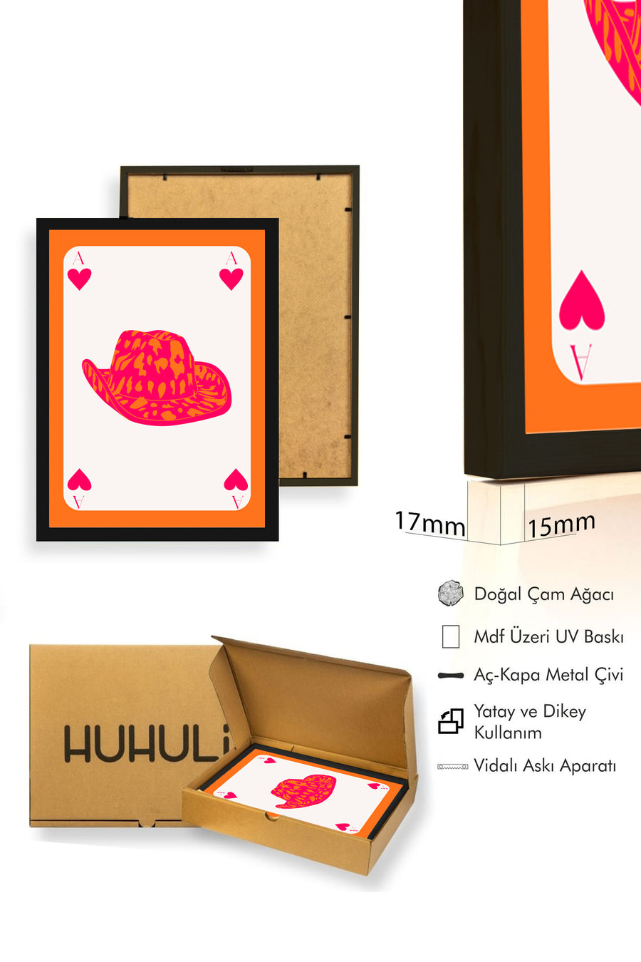 Doğal Ahşap Çerçeveli Retro Tablo - Leopar Desenli Hayvan Baskı | huhu2750