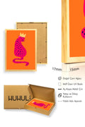 Doğal Ahşap Çerçeveli Pop Art Leopar Kraliçe Tablo - Pembe Tonlar | huhu2754