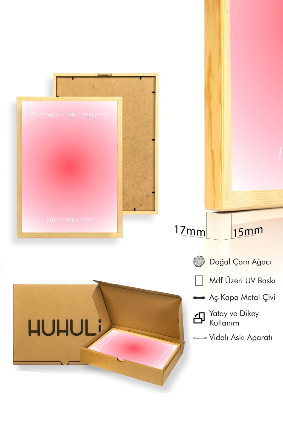 Doğal Ahşap Çerçeveli Retro Sözlü Tablo - Motivasyon Quotes - Pastel Tonlarda | huhu2759