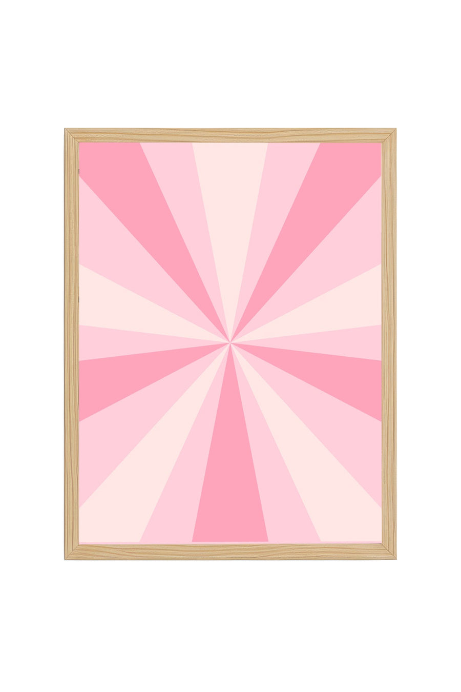 Doğal Ahşap Çerçeveli Retro Soyut Tablo - Pastel Pembe Tonlar | huhu2766