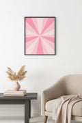 Doğal Ahşap Çerçeveli Retro Soyut Tablo - Pastel Pembe Tonlar | huhu2766