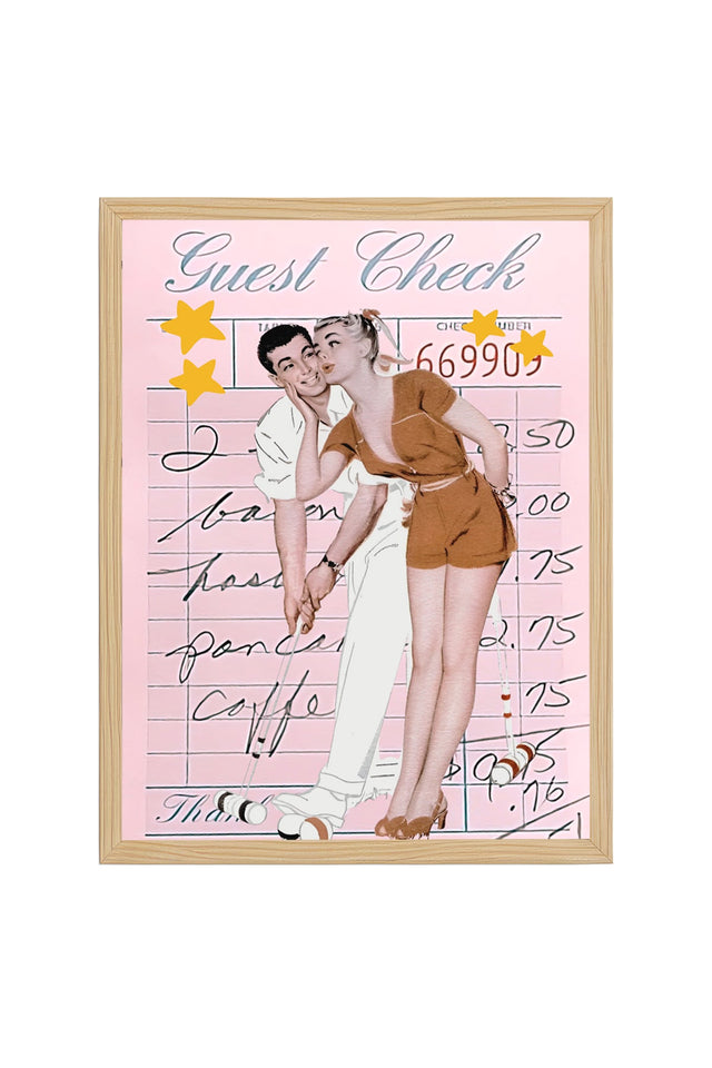 Doğal Ahşap Çerçeveli Retro Tablo - Vintage Çift Portre | huhu2771