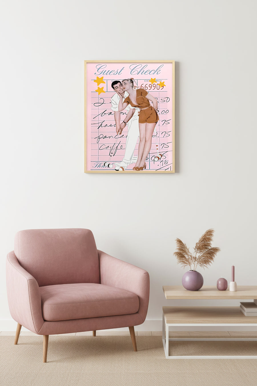 Doğal Ahşap Çerçeveli Retro Tablo - Vintage Çift Portre | huhu2771