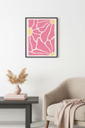 Doğal Ahşap Çerçeveli Soyut Organik Pembe Tonlar Tablo - Modern Duvar Sanatı | huhu2784