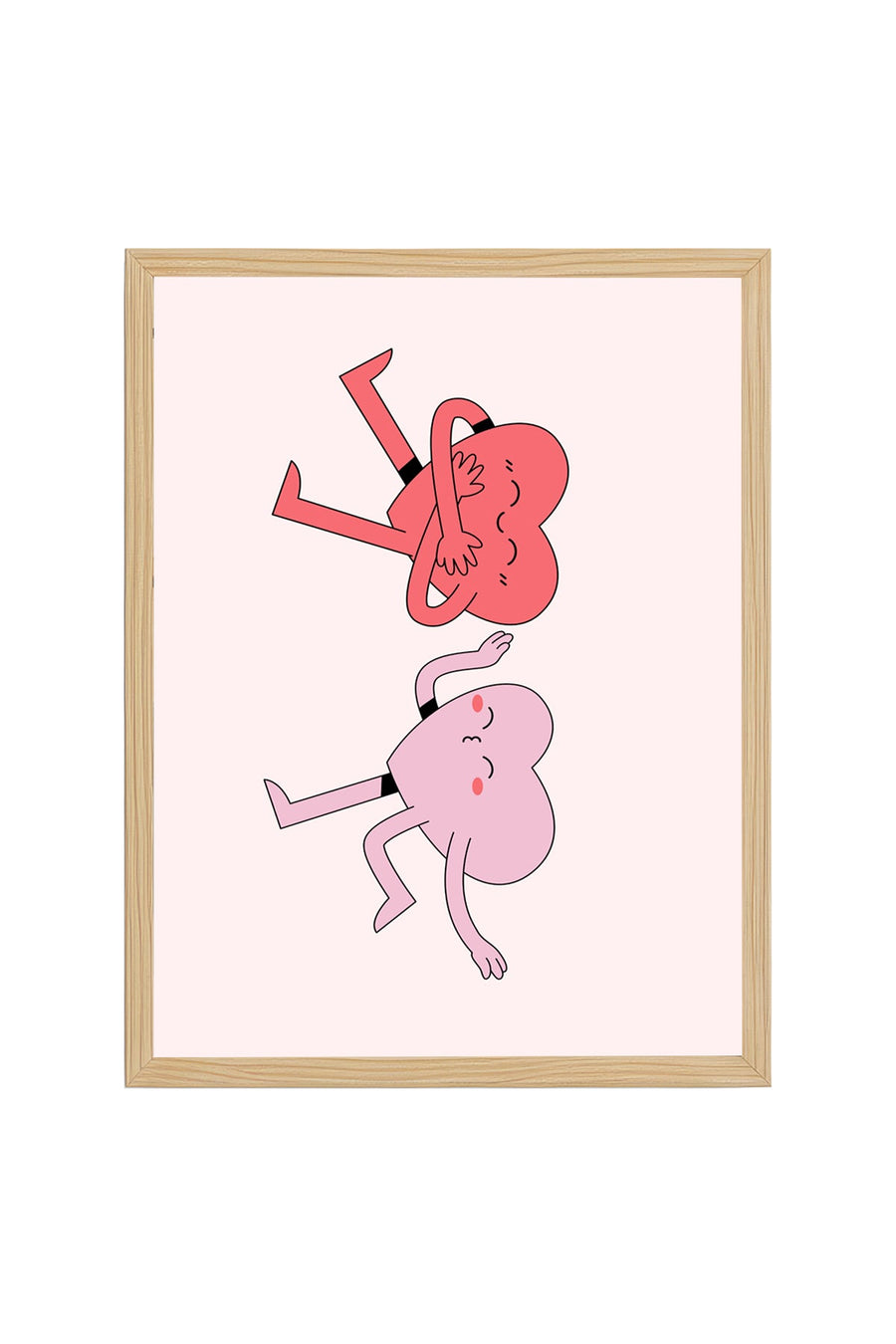 Doğal Ahşap Çerçeveli Retro Tablo - Sevimli Pop Art Cartoon | huhu2792