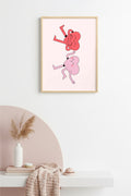 Doğal Ahşap Çerçeveli Retro Tablo - Sevimli Pop Art Cartoon | huhu2792