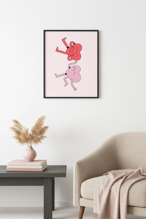 Doğal Ahşap Çerçeveli Retro Tablo - Sevimli Pop Art Cartoon | huhu2792