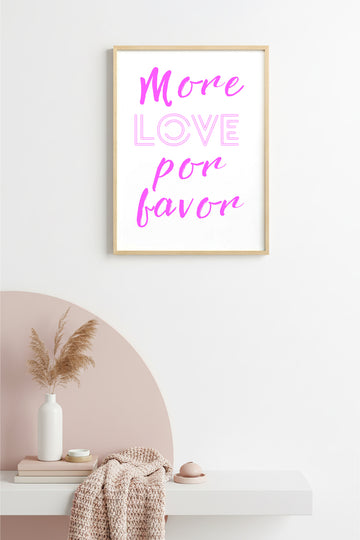 Doğal Ahşap Çerçeveli Retro Tablo - Pembe Script Yazı Sözü | huhu2794