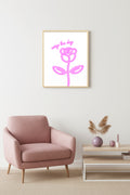 Doğal Ahşap Çerçeveli Retro Pembe Gül Tablo - Seize The Day Minimalist | huhu2797