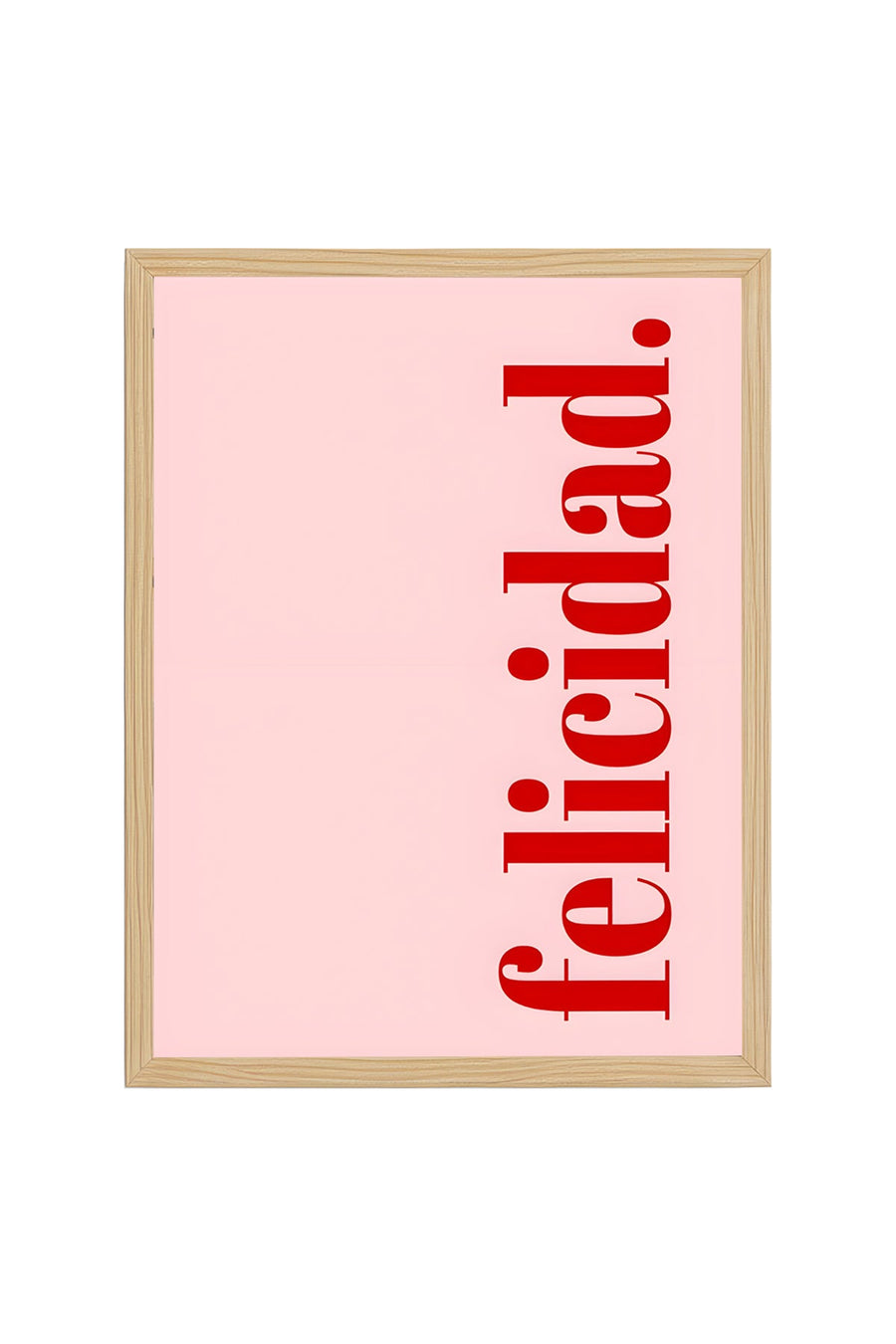 Doğal Ahşap Çerçeveli Retro Tablo - Felicidad Yazı Tipi Kırmızı | huhu2828