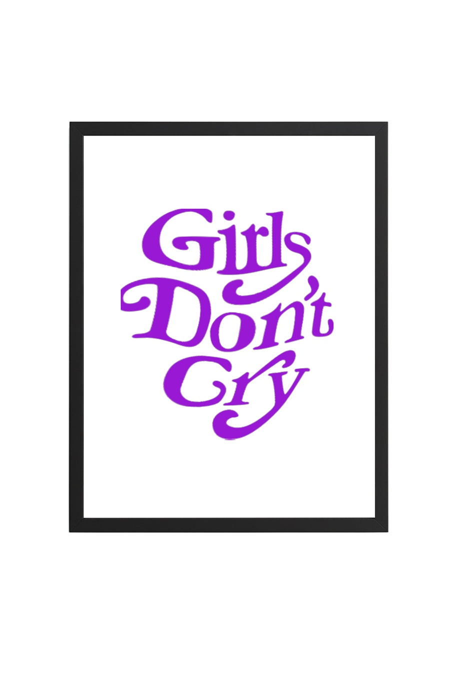 Doğal Ahşap Çerçeveli Retro Pop Art Tablo - Girls Don't Cry Mor | huhu2831