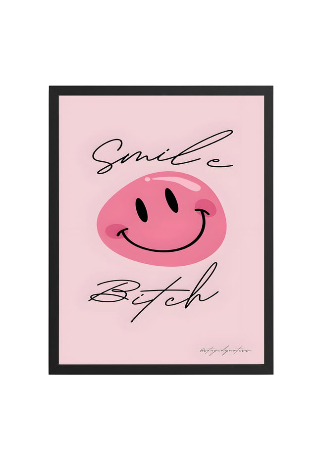 Doğal Ahşap Çerçeveli Retro Tablo - Minimalist Slogan Doodle | huhu2832
