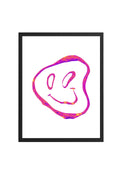 Doğal Ahşap Çerçeveli Retro Smiley Yüz Tablo - Pop Art Desenli | huhu2833