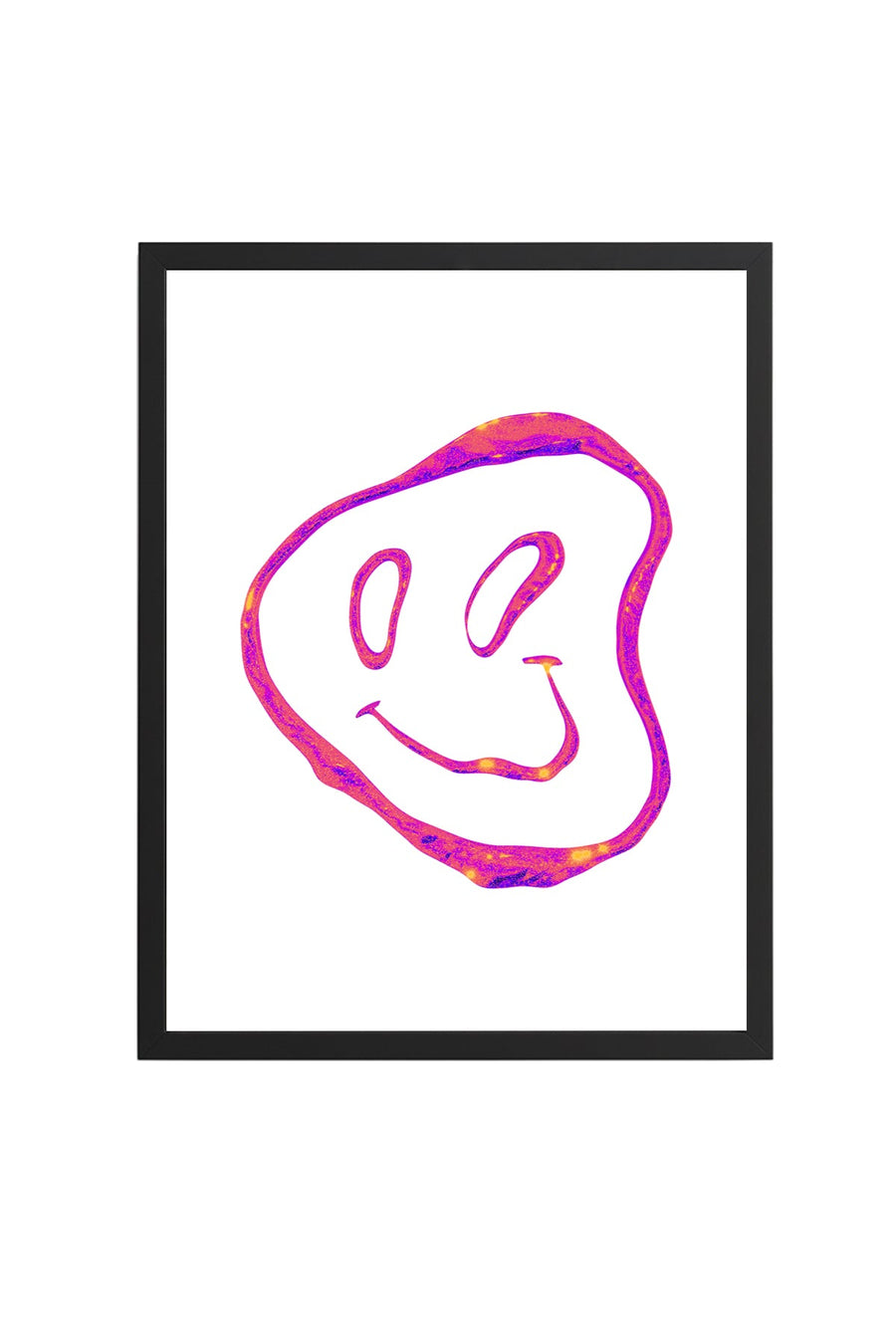 Doğal Ahşap Çerçeveli Retro Smiley Yüz Tablo - Pop Art Desenli | huhu2833