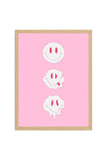 Doğal Ahşap Çerçeveli Retro Tablo - Emoticon Yüz İfadesi | huhu2837
