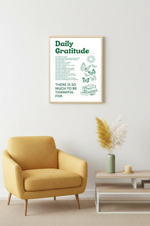Doğal Ahşap Çerçeveli Retro Tablo - Minnettarlık ve Kelebek Desenli | huhu2842