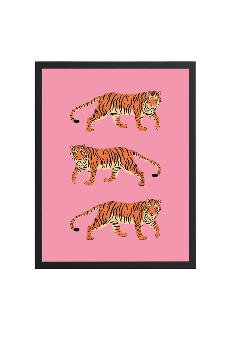 Doğal Ahşap Çerçeveli Tiger Desenli Tablo - Safari Hayvanları | huhu2846