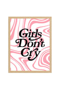 Doğal Ahşap Çerçeveli Retro Tablo - Girls Don't Cry Yazılı Pop Art | huhu2850