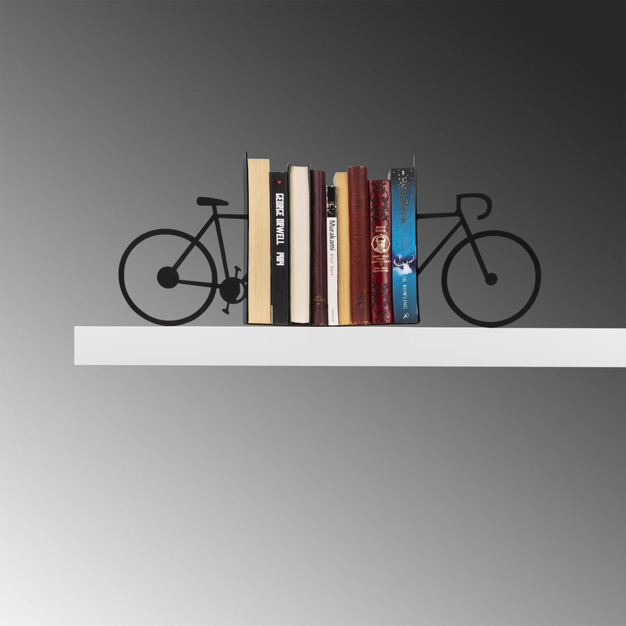 Bisiklet Motifli Metal Kitap Tutucu - Siyah