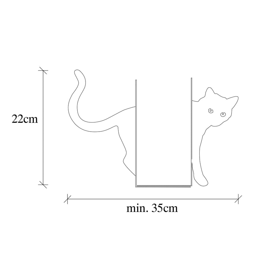 Kedi Motifli Metal Kitap Tutucu - Siyah