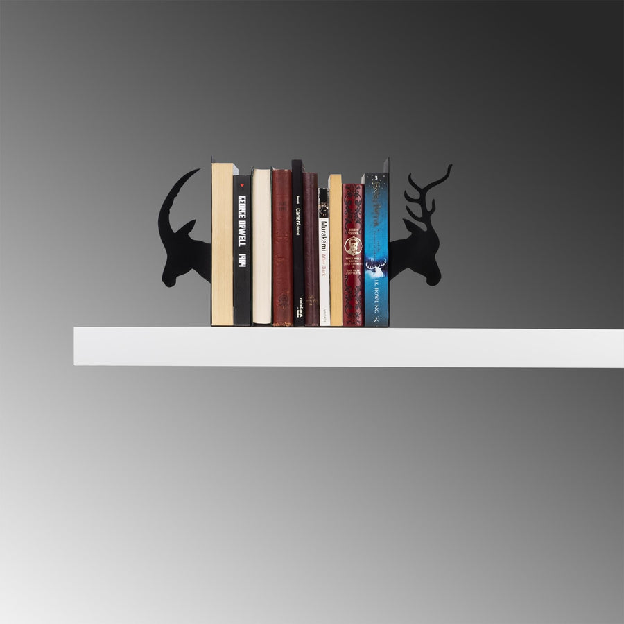 Geyik Basi Metal Kitap Tutucu - Siyah