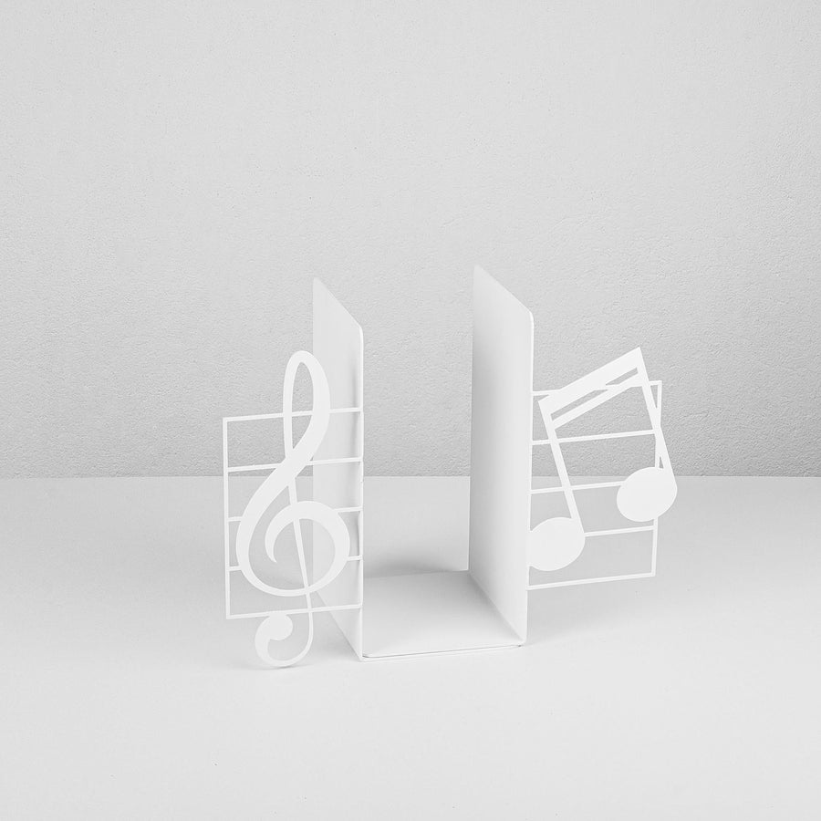 Müzik Notasi Metal Kitap Tutucu - Beyaz