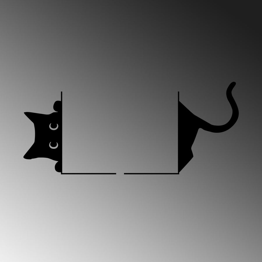 Uzanan Kedi Metal Kitap Tutucu - Siyah