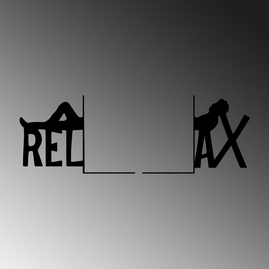 Relax Yazili Metal Kitap Tutucu - Siyah