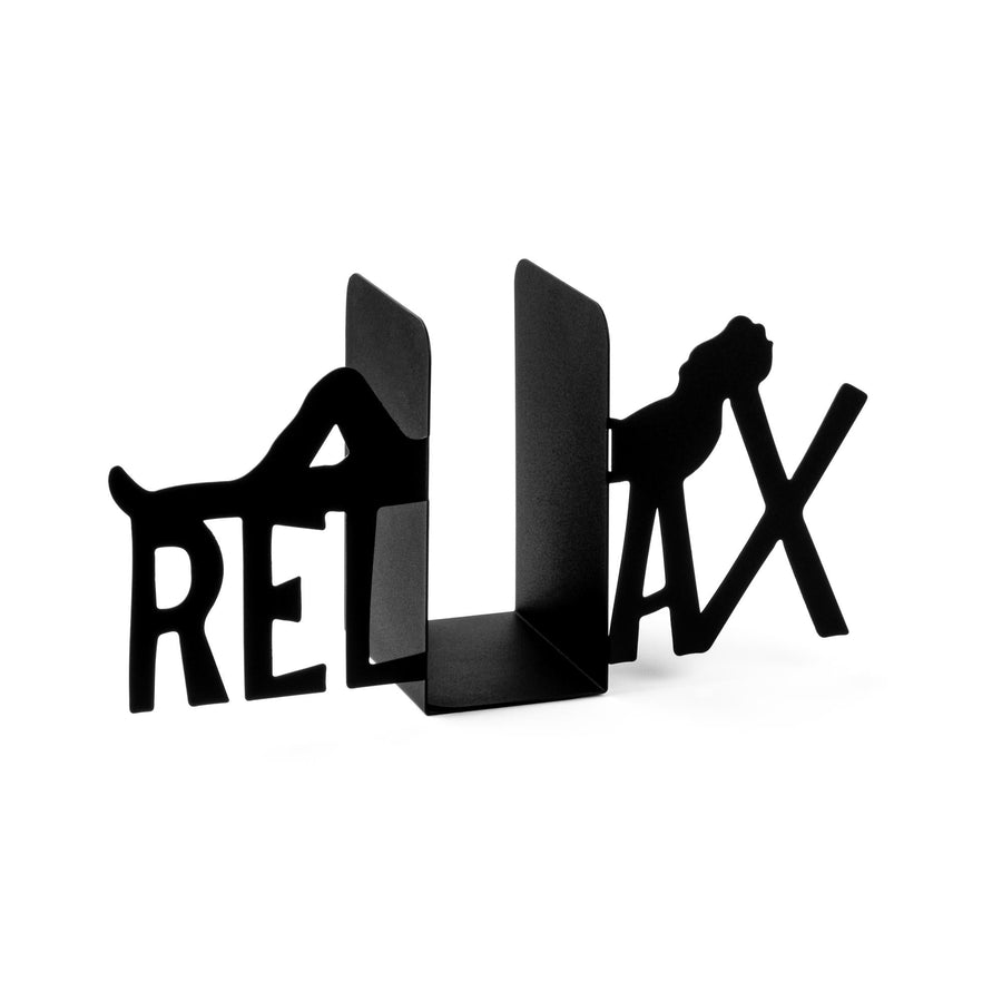 Relax Yazili Metal Kitap Tutucu - Siyah