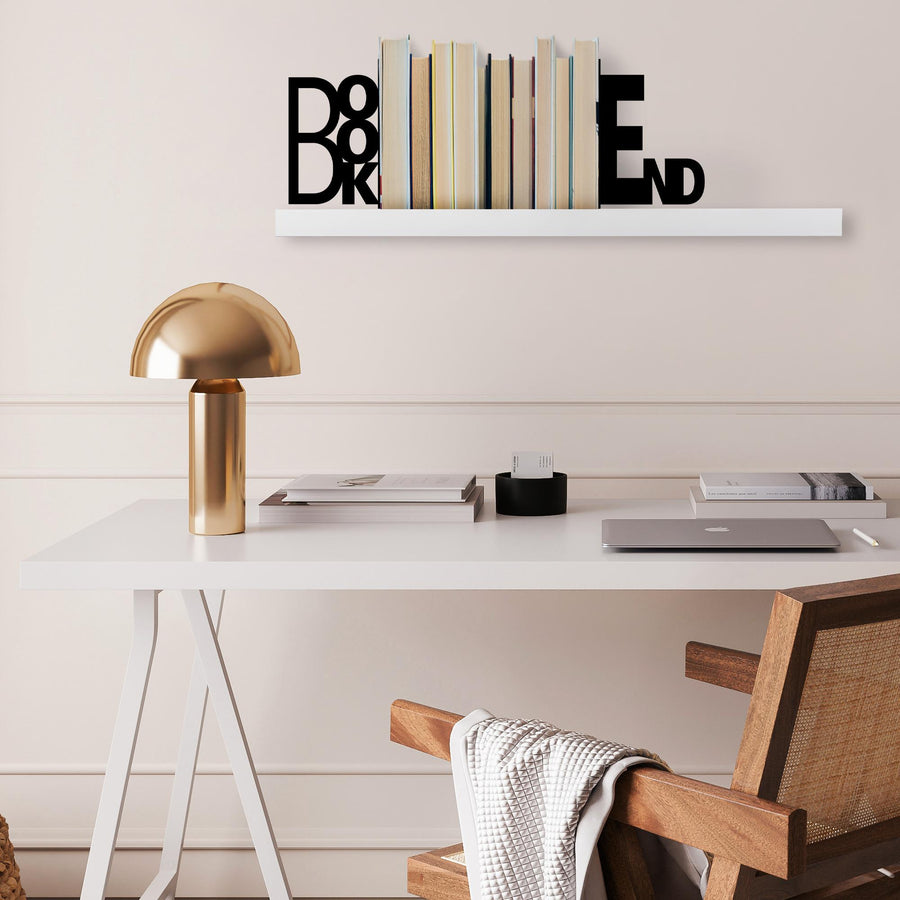 Book End Yazili Metal Kitap Tutucu - Siyah
