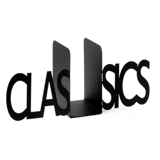 Classics Yazili Metal Kitap Tutucu - Siyah