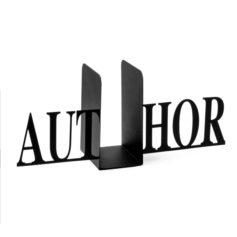 Author Yazili Metal Kitap Tutucu - Siyah
