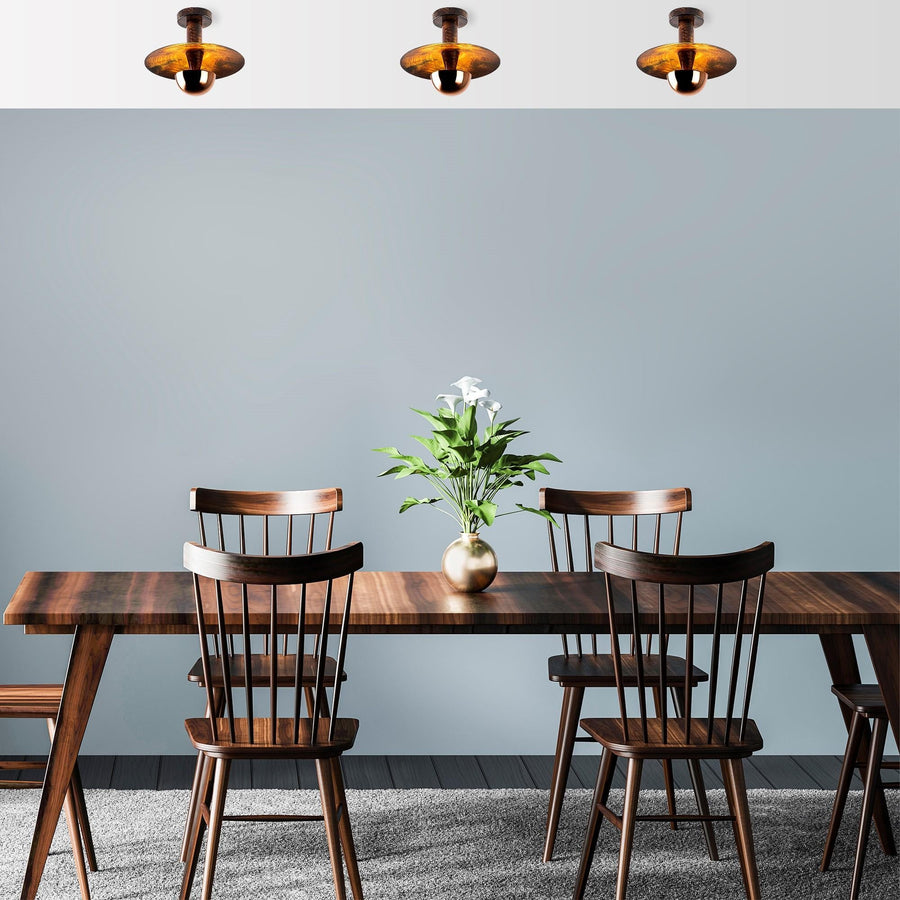 Vintage Bakır Metal Sıvama Plafonyer - Bakir