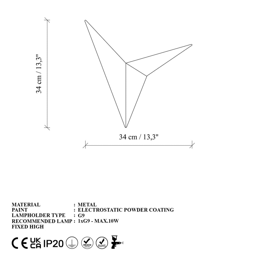 Geometrik Üçgen Altın Tekli Aplik
