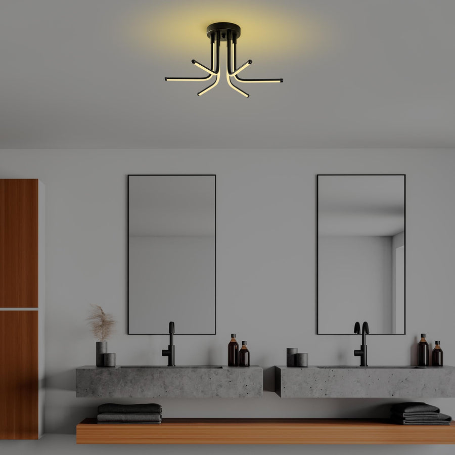 Siyah Altı Kollu LED Plafonyer - Siyah