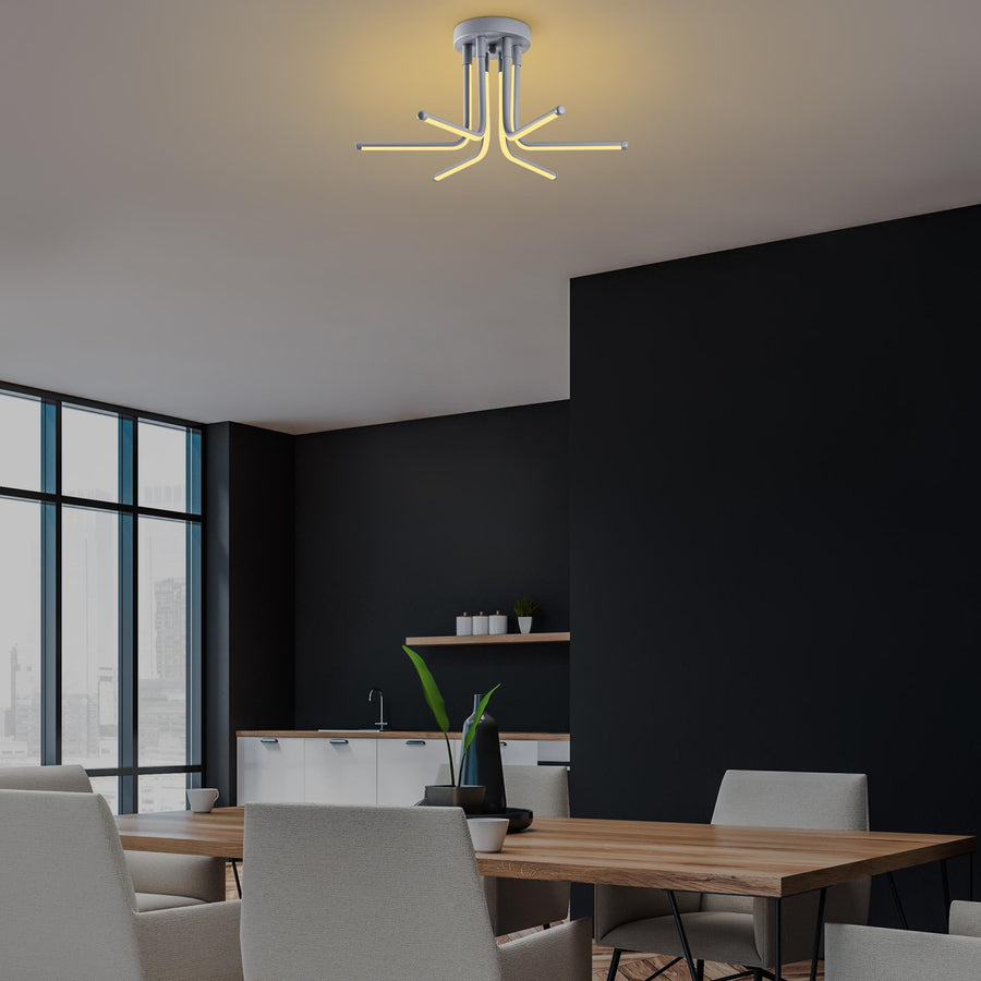 Gri Altı Kollu LED Plafonyer - Gri