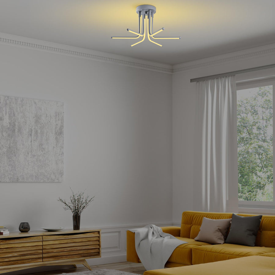Gri Altı Kollu LED Plafonyer - Gri