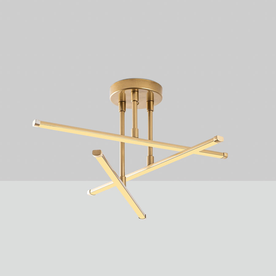 Çapraz Çubuk Modern Metal Plafonyer - Altın