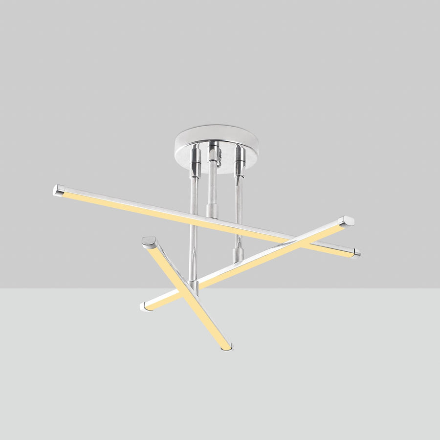 Çapraz Çubuk Modern Metal Plafonyer - Gümüş