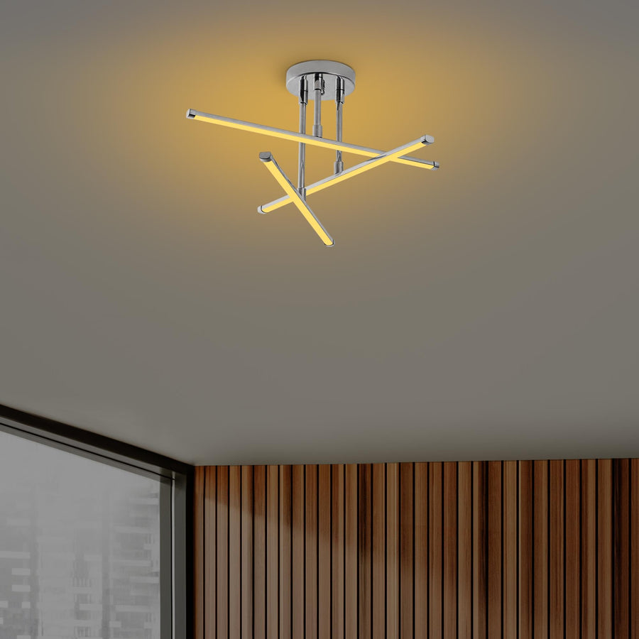 Çapraz Çubuk Modern Metal Plafonyer - Gümüş