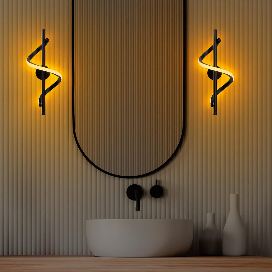 Spiral Modern Metal Aplik - Siyah