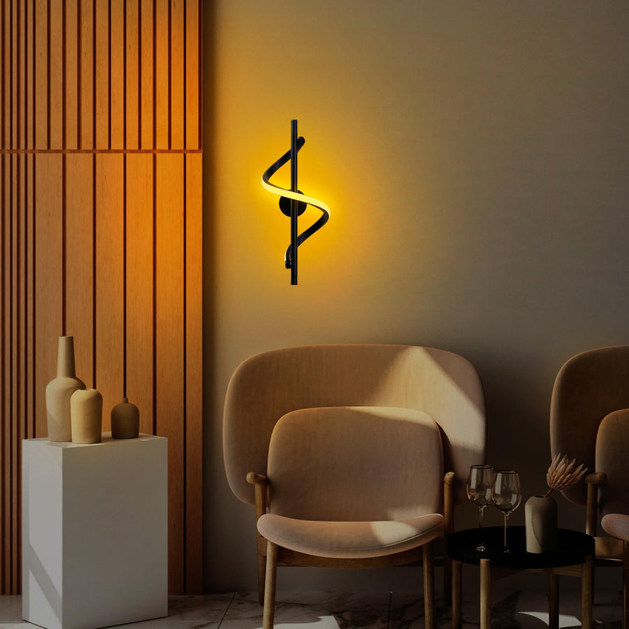 Spiral Modern Metal Aplik - Siyah