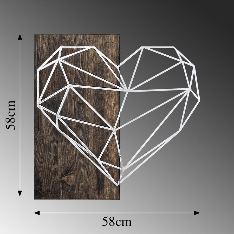 Geometrik Kalp Ahşap Metal Duvar Panosu - Beyaz