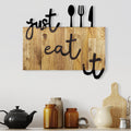 Just Eat It Metal Ahşap Duvar Panosu - Siyah