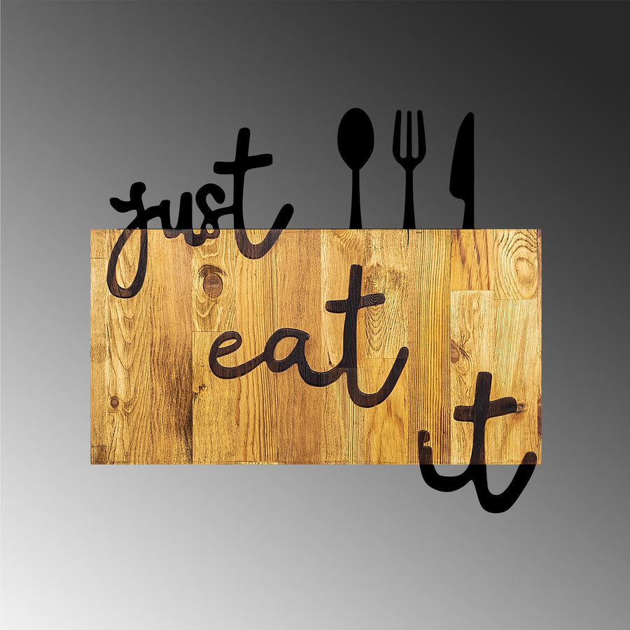 Just Eat It Metal Ahşap Duvar Panosu - Siyah