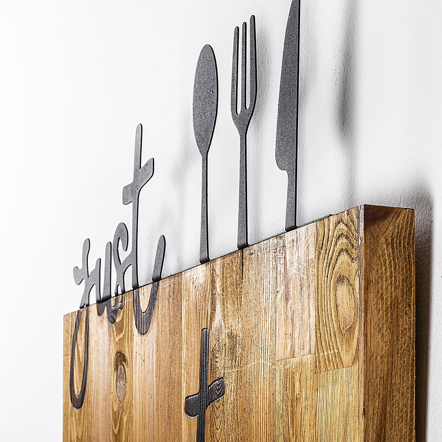 Just Eat It Metal Ahşap Duvar Panosu - Siyah