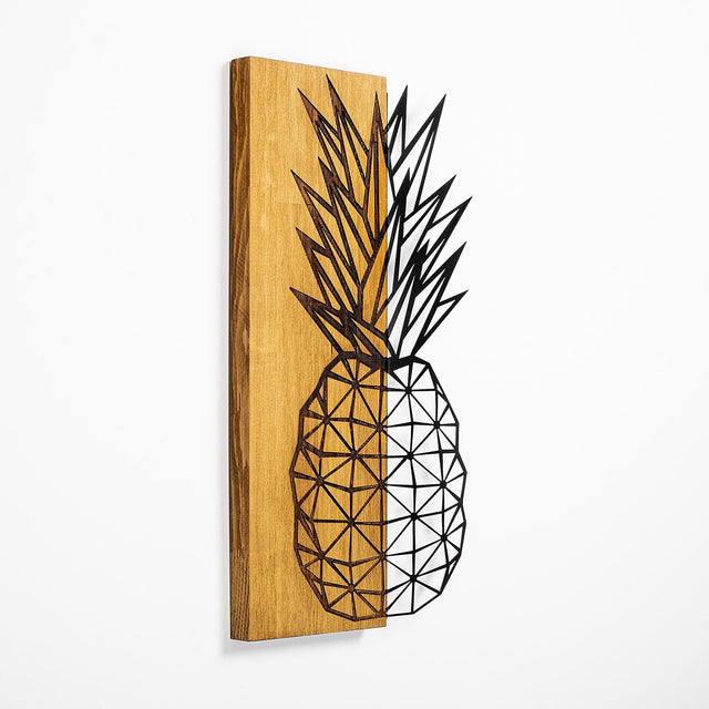 Ananas Geometrik Metal Ahşap Duvar Panosu - Ahşap Siyah