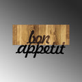 Bon Appétit Yazılı Ahşap Metal Duvar Panosu - Ahşap