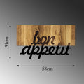 Bon Appétit Yazılı Ahşap Metal Duvar Panosu - Ahşap